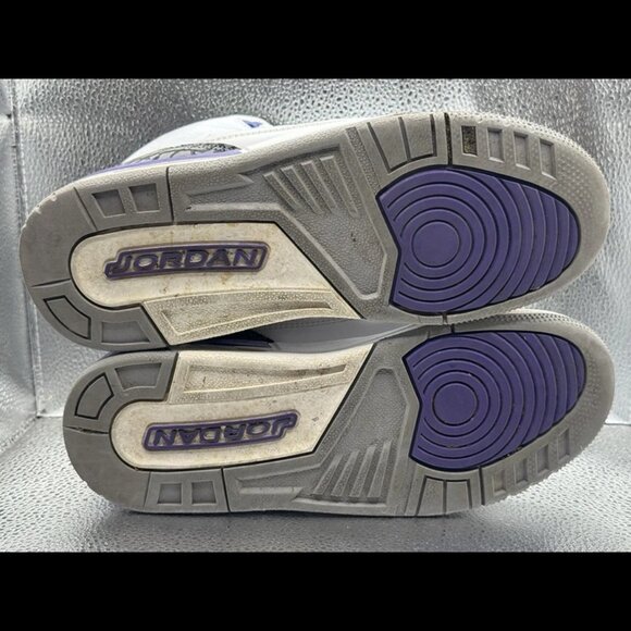 Size 7Y - Nike Air Jordan‎ 3 Retro Shoes Boys Purple White Sneakers DM0967-105 - Picture 11 of 12